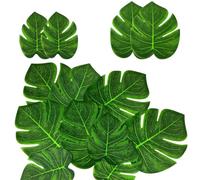 Nogeqi 64Pcs Fake Palm Leaves 2 Size Artificial Palm Leaves Large Reusable Artificial Banana Leave Monstera Leaf For Tropical Party Decor Hawaiian Jungle Beach Theme Party Supplies