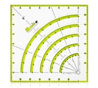 Nogeqi 8 Inch Acrylic Fabric Ruler, Dual Purpose Measuring Arc Guide Cutting Square, Multifunctional Arcs Stripology Ruler for Quilting, Sewing, Crafts, Pattern Making (1 Pcs)
