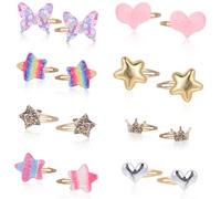 Nogeqi 8 Pairs Sparkly Hair Clips for Girls, Star, Heart, Crown, Butterfly Shaped Girls Barrettes for Hair, Glitter Hair Clips for Little Girls, Cute Metal Snap Hair Clips for Kids(Multi Colors)