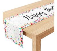 Nogeqi Birthday Table Runner, Colorful Polka Dot Happy Birthday Table Decorations for Indoor Outdoor Home Party Kitchen Dining Dinner Desktop Decor, 180x35cm/13.8x70.9 Inch