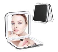 Nogeqi Compact Travel Magnifying Mirror - Small Pocket Mirror with 15X Magnification Cosmetic Mirrors Handheld 2-Sided Foldable Portable for Travel and Purses - Square 3.3 x 3.3 Inch (Black)