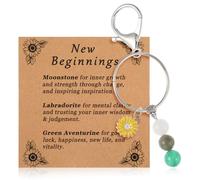 Nogeqi Crystal Keyring Leaving Gifts for Colleagues Women New Beginnings Gift Keyrings Women Going Away Farewell Gift with Daisy Charm for New Job Graduation Retirement Divorce Breakup Inspirational