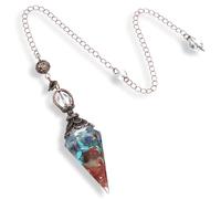 Nogeqi Crystal Pendulum, Natural Chakra Pendulum Crystal with Chain, Pointed Spritual Energy Pendant for Dowsing Divination Tools, Witchcraft Supplies