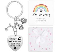 Nogeqi Dog Memorial Keychain Gifts, Loss of Dog Sympathy Gift, No Longer by My Side Forever in My Heart Keychain for Remembrance Gifts
