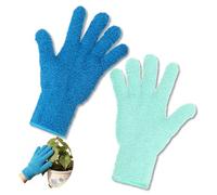 Nogeqi Microfiber Gloves, Reusable Dusting Gloves, Washable Microfiber Dusting Mitt for Plants Cars House Furniture Blinds Kitchen and Small Objects Cleaning (2 PCS, Mint Green, Royal Blue)
