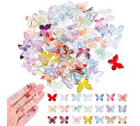 Nogeqi Pack of 70 Miniature Colourful Resin Confetti Butterfly, Mini Butterflies Made of Resin, Mini Butterflies Micro Butterfly for Dollhouse, DIY Craft Projects, Fairy Garden (10 mm)