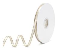 Nogeqi White Satin Ribbon with Gold Edge, Double Faced 1/4 Inch Thin White Ribbon for Gift Wrapping, Flower Bouquet, Wedding Invitation Card Decoration, Christmas Ornaments Crafts, 45.72m