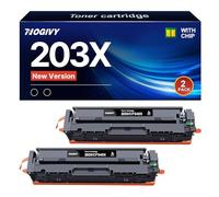NOGIVY 203X CF540X Black Toner Compatible with HP 203X 203A CF540X CF540A for Color Laserjet Pro MFP M281fdw M281fdn M280nw M281cdw M254dw M254nw M254dn CF540X (Black, Pack of 2)