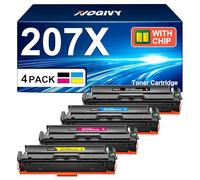 NOGIVY 207X Toner Set with Chip Compatible with HP 207X 207A Toner for Color Laserjet Pro MFP M283fdw Toner for M255dw M282nw M283fdn W2210X W2211X W2212X W2213X (Black Cyan Yellow Magenta, Pack of 4)