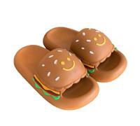 Nogkdyc Hamburger Cloud Slides for Women - Funky 3D Burger Slipper Funny Novelty Summer Shoes - Non-Slip Thick Sole Pillow Sandals for Indoor Outdoor Beach Spa House (Brown（EU38-39）)