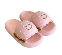 Nogkdyc Hamburger Cloud Slides for Women - Funky 3D Burger Slipper Funny Novelty Summer Shoes - Non-Slip Thick Sole Pillow Sandals for Indoor Outdoor Beach Spa House (Pink（EU38-39）)