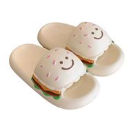 Nogkdyc Hamburger Cloud Slides for Women - Funky 3D Burger Slipper Funny Novelty Summer Shoes - Non-Slip Thick Sole Pillow Sandals for Indoor Outdoor Beach Spa House (White（EU38-39）)