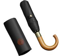 Nogkdyc Umbrella Imitation Wood Umbrella For Men Women Business Fully Automatic Umbrella Windproof Strong Outdoor Big Rain Umbrellas-Black-A