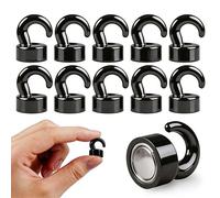 NogmeTaa 2024 New Design Mini Hooks for Office, Classroom, Cruise Ship and Kitchen, Cute Magnetic Hooks Strong for Fridge - 10 Pieces per Pack (Black)