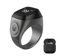 NOGRAX Muslim Digital Ring, Smart Rings with Finger Counter, Counter Prayer Reminder with Charging Box, Tasbih Bluetooth Ring, APP Control, Muslim Prayer Salah Reminders 18MM black