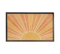 Nogrit Boho Abstract Sunshine High Elasticity Doormat with Bound Edge, 70s Retro Mid Century Modern Boho Heavy Duty Non Slip Front Door Mat for Outdoor Patio Outside Entrance
