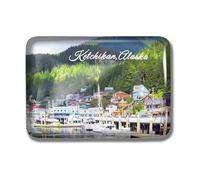Nogytize Crystal Fridge Magnets for Ketchikan Creek Street Alaska USA Travel Souvenir Collectibles Rectangle Funny for Kitchen Gift Home Decoration Office Whiteboard Landmark
