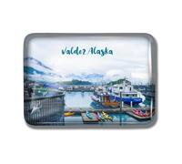 Nogytize Crystal Fridge Magnets for Valdez Alaska USA Travel Souvenir Collectibles Rectangle Funny for Kitchen Gift Home Decoration Office Whiteboard Landmark