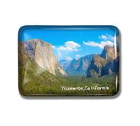 Nogytize Crystal Glass Fridge Magnets for Yosemite National Park California USA Travel Souvenir Collectibles Rectangle Funny for Kitchen Gift Home Decoration Office Whiteboard Landmark