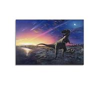 NOHF Dinosaur Poster Tyrannosaurus Rex Fleeing from An Asteroid Strike Poster Wall Art Print Retro Aesthetic Room Decor 08x12inch(20x30cm) Unframe-style
