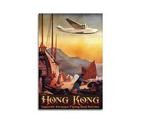 NOHF Retro China Travel Poster Imperial Airways Flying Boat HONG KONG Poster Wall Art Print Retro Aesthetic Room Decor Office Decorations 20x30inch(50x75cm) Unframe-style