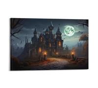NOHF Scenic Poster Gothic Architecture Halloween Poster Wall Art Print Retro Aesthetic Room Decor Office Decorations 08x12inch(20x30cm) Frame-style