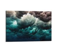 NOHF Surfing Posters Female Surfers Beneath The Waves Poster Wall Art Print Retro Aesthetic Room Decor Office Decorations 08x12inch(20x30cm) Frame-style