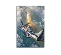 NOHF Vintage WW Ⅱ Piston Fighter Posters P-51 Mustang Poster Wall Art Print Retro Aesthetic Room Decor Office Decorations 12x18inch(30x45cm) Unframe-style