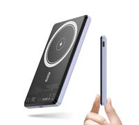 NOHON Mag-safe Power Bank Wireless: 5000mAh 8MM Ultro-slim Portable Magnetic Battery Pack PD 20W With Fast Charging USB-C | External Powerbank Compatible with iPhone 16/15/14/13/12 Series(Violet Ash)