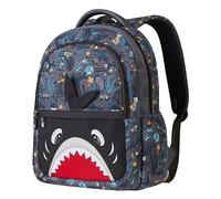 NOHOO Kids Backpack for Girls Boys, 16 Inch Cute Animal Large Capacity Backpack, Waterproof Shark Backpack with Adjustable shoulder strap for School, Sport, Travel, Picnic(Grey)