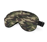 NOHSHE Camouflage Pattern Sleep Eye Mask Eye Cover Camo Classic Green Brown Black Olive Texture Silk Eye Mask for Sleeping with Adjustable Strap for Travel Nap Shift Work Office