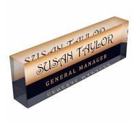 NOHSHE Custom High-end Orange Black Pattern Acrylic Desk Name Plate, Personalized Office Desk Decor for Women Men Coworkers, Boss, Employee, Teacher Presents