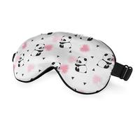 NOHSHE Cute Panda Bears Silk Eye Mask Sleep Mask Dandelion Pink Flower Cute Cartoon Eye Mask with Adjustable Strap Lightweight for Women Work Travel Night Sleep