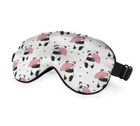 NOHSHE Cute Panda Bears Silk Eye Mask Sleep Mask Dandelion Pink Flower Cute Cartoon Eye Mask with Adjustable Strap Lightweight for Women Work Travel Night Sleep
