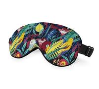 NOHSHE Flora Bird Silk Sleep Mask Bright Flower Leaves Vintage Red Yellow Blue Eye Mask Sleeping Soft Sleep Shade Cover with Elastic Strap for Women Boy Girl Airplane Travel
