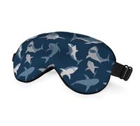NOHSHE Shark Sleep Eye Mask Eye Cover Wild Fish Set Ocean Dark Blue Silk Eye Mask for Sleeping with Adjustable Strap for Travel Nap Shift Work Office