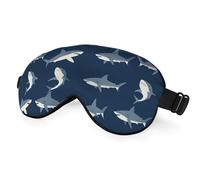 NOHSHE Shark Sleep Eye Mask Eye Cover Wild Fish Set Ocean Dark Blue Silk Eye Mask for Sleeping with Adjustable Strap for Travel Nap Shift Work Office