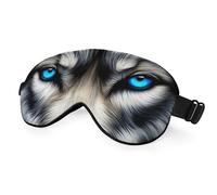 NOHSHE Wolf Eyes Eye Mask Sleeping Mask Siberian Husky Bright Blue Eyes Sleep Masks Silky Soft Eye Cover for Women Men Shading Blindfold for Air Travel Sleeping