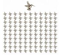 NOIAFZY 100pcs Adorable Double-Sided Hummingbird Pendant Charm - DIY Handmade Jewelry Making Supplies with Hollow Animal Design