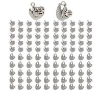 NOIAFZY 100pcs Antique Silver Sloth Charm Pendants - Vintage Alloy Cute Animal Design, 17x15mm DIY Handmade Jewelry Making Accessories