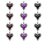 NOIAFZY 12pcs Alloy Retro Thorn Sharp Heart Charms with Cross Pendants, Handmade Durable Metal Accessories for Earrings & Necklaces, Vintage Design with Thorn Accent & Drip Oil Finish