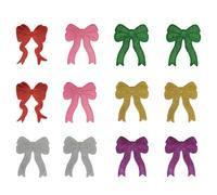 NOIAFZY 12pcs Different Color Bows - Slit Design Iron-on Patches, Including Green Bow, Decorative Patches for Clothing Bottoms, DIY Apparel Decals