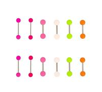 NOIAFZY 12PCS Glow-in-The-Dark Luminous Acrylic Ball Tongue Studs, Multicolor Cartilage Nipple Lip Eyebrow Piercing Jewelry for Men
