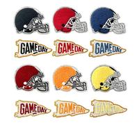NOIAFZY 12pcs Rugby Element Iron-on Cloth Patches - Rugby Helmet Design, Embroidered Decor for Rugby Uniforms, Backpacks, Jeans, Jackets - DIY Clothing Decals