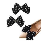 NOIAFZY 1Pair Chic Minimalist Shoe Buckles Eye-catching Black Striped White Polka Dot Pattern for Fashionable DIY Accessories Shoes, One Size, Metal, Nylon, No Gemstone