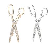 NOIAFZY 2-Pack Elegant Scissors-Shaped Rhinestone Brooches - Playful Creative Design Neutral Fashion Accessories for Clothing