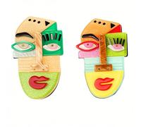 NOIAFZY 2 Pcs Small Acrylic Abstract Figure Brooch Set - Cartoon Fashion Decorative Accessories for Clothing and Bags, one-size-fits-all, Acrylic, no gemstone
