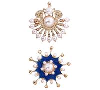 NOIAFZY 2 PCS Unique Vintage Enamel Rhinestone Irregular Shaped Lapel Pins for Women - Blue Statement Brooches