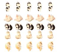 NOIAFZY 25-piece cute cat resin pendant-classic cartoon kitten pendant, with various expressions, soft and vibrant colors, resin DIY accessories, whimsical design and glossy finish.