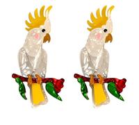 NOIAFZY 2PC Handmade Acrylic Animal Parrot Brooch+hairpin, Decorative Accessories for Hats, Backpacks, Jackets, Shirts, Bags & Clothing